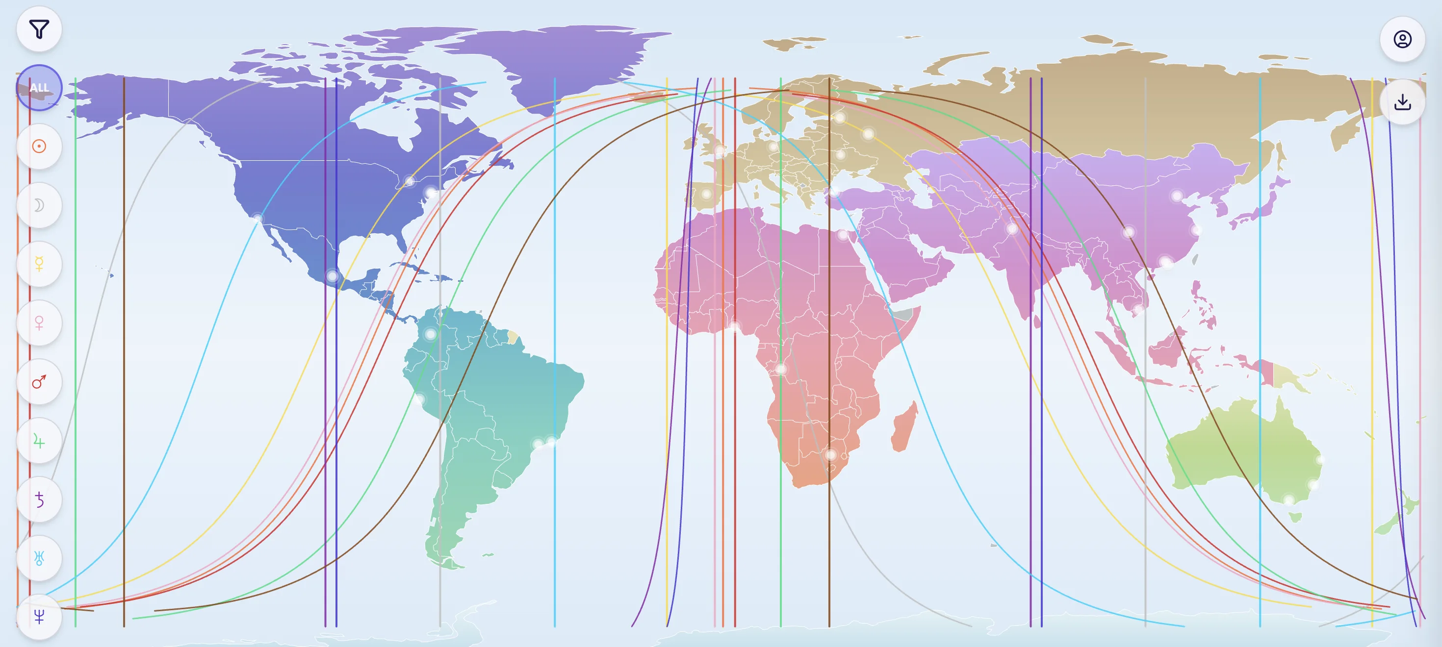 Astrocartography Map - Desktop View